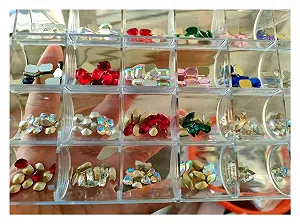 Набір стразами yaoqijie, 240 шт, кристали, діамантові підвіски (24 стилі, різнокольорові) міцні (колір: бежевий) - Фото 1