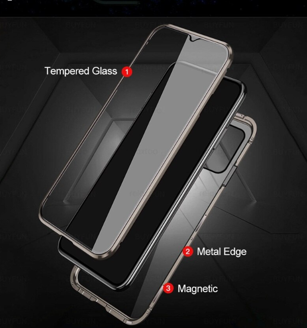 Магнитный металл чехол FULL GLASS 360 для Xiaomi 11T Pro Blue, фото №4