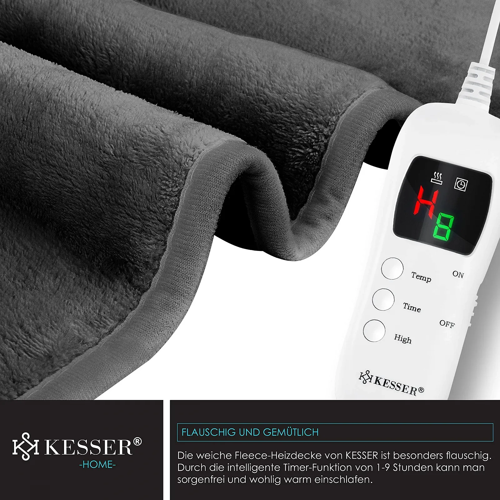 Електрична ковдра KESSER Plush 200 x 180 см Антрацит, фото №3 Електрична ковдра KESSER Plush 200 x 180 см Антрацит, фото №3