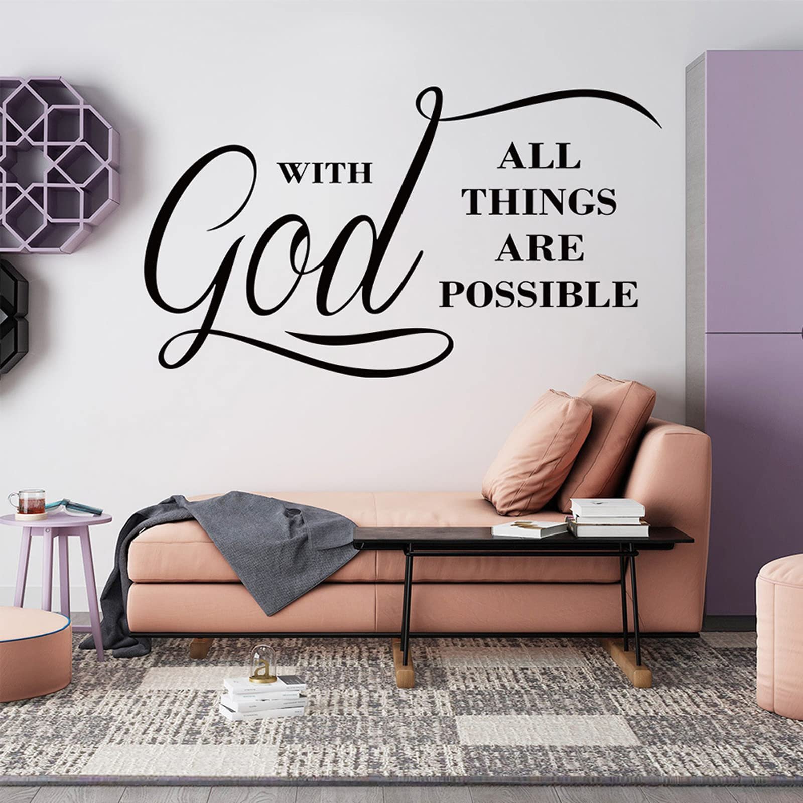 Наклейка на стіну All Things are Possible with God Inspirational Quote Vinyl 1 шт., фото №3 Наклейка на стіну All Things are Possible with God Inspirational Quote Vinyl 1 шт., фото №3