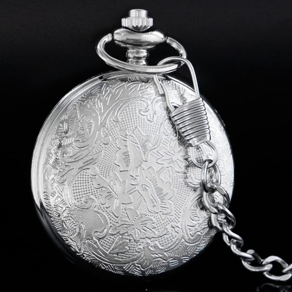 Кишеньковий годинник Tiong Hollow Blue Star Design з римськими цифрами, кварцовий з ланцюжком, фото №9