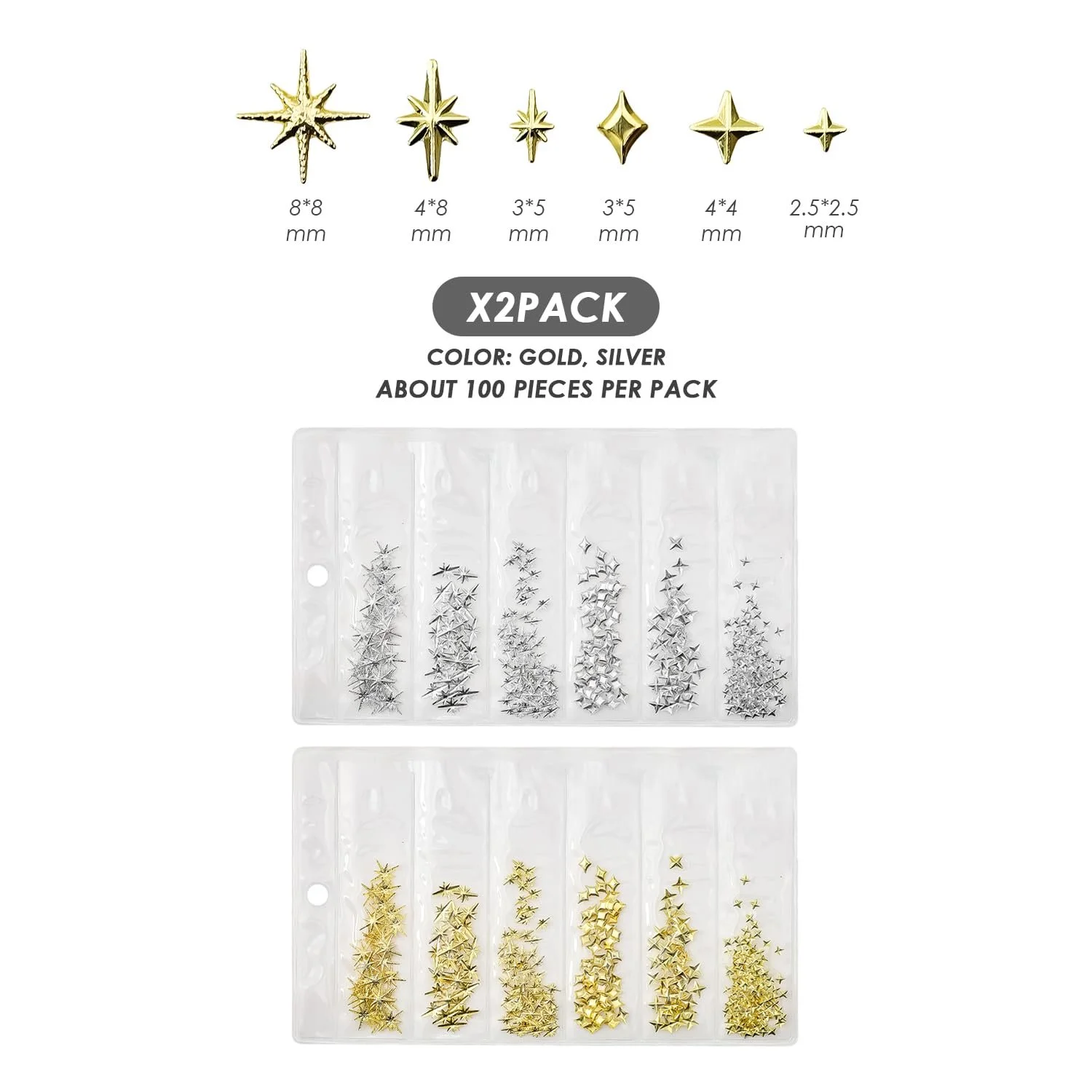 Зірка 400 шт. Золотистий, Сріблястий, фото №2
