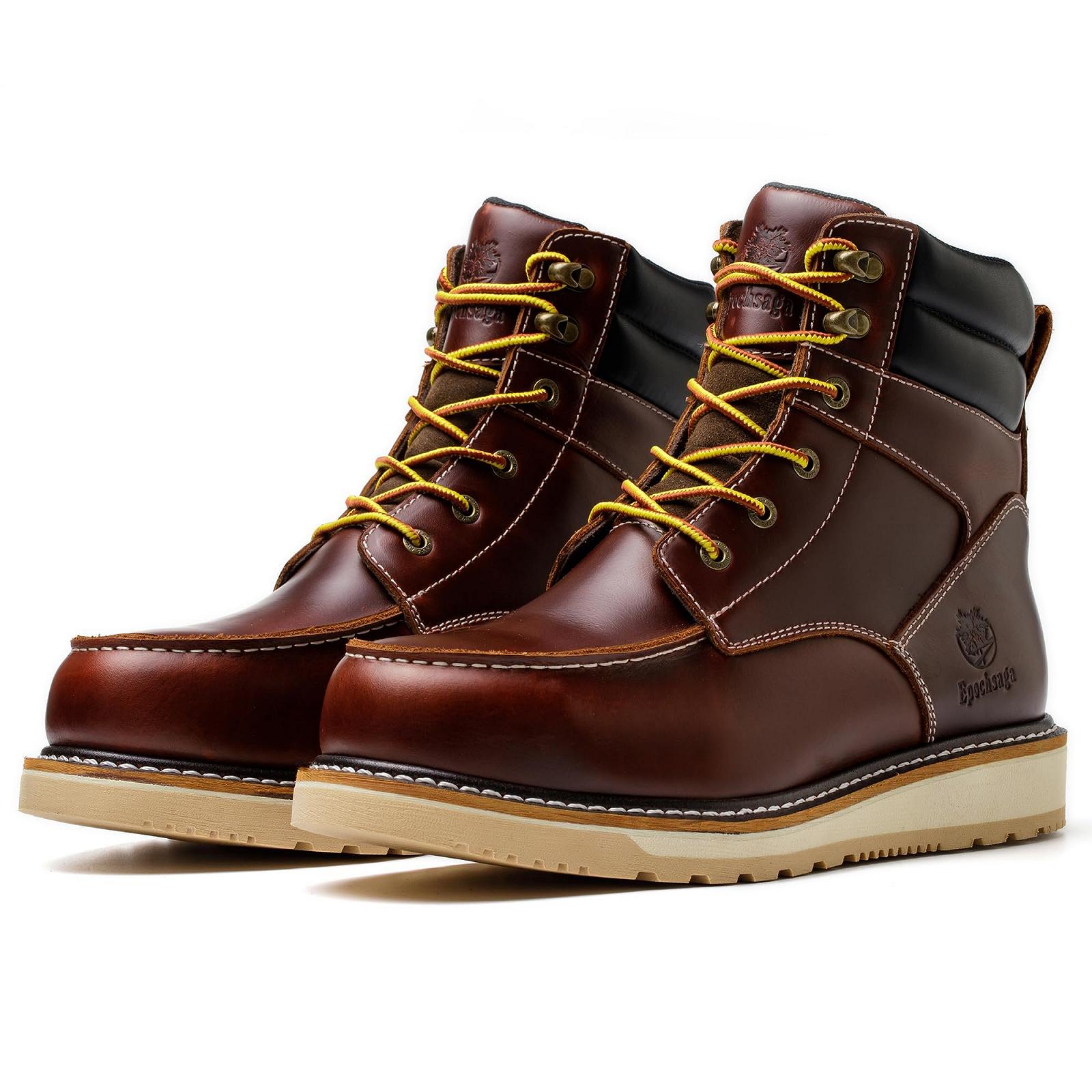Ботинки Epochsaga Waterproof Soft Moc Toe Industiral & Construction Work 6 дюймов Коричневый/Черный, фото №6