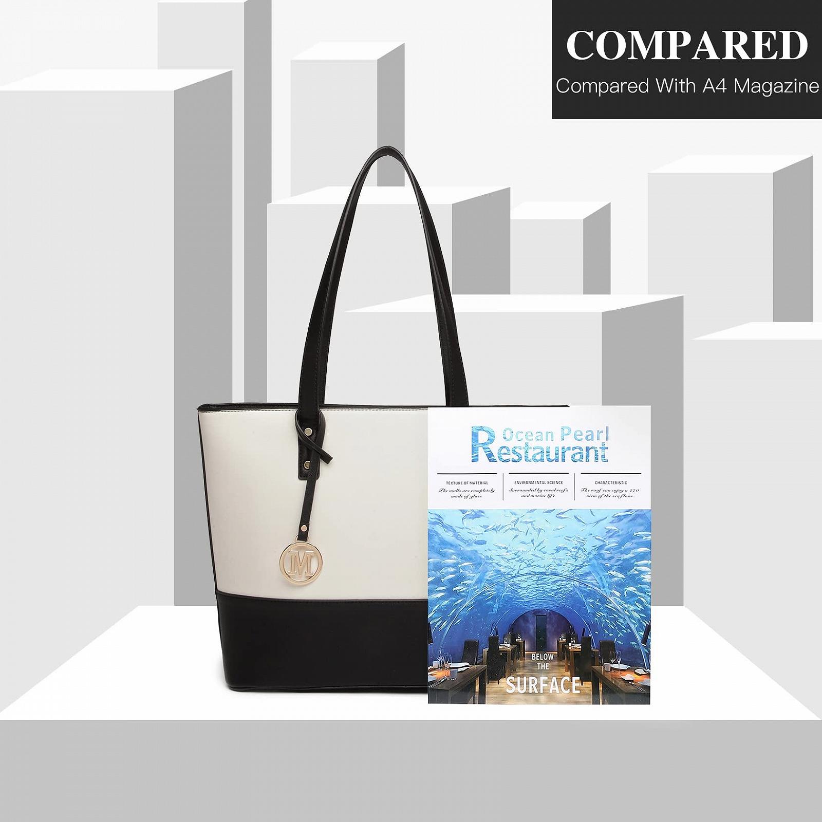 Сумка Shopper Miss Lulu Набір з 3 штук Чорний/бежевий, L, фото №7