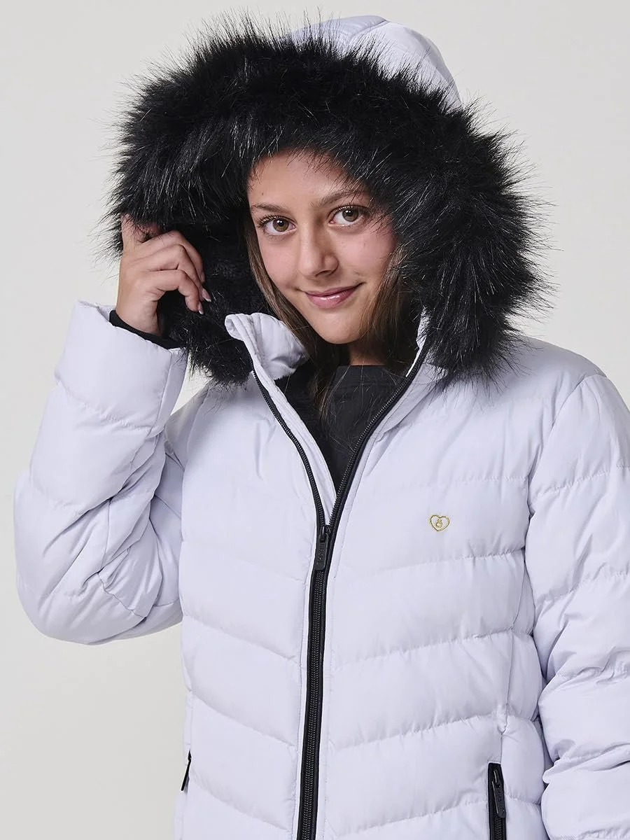 Куртка Koroshi стьобана для дівчат Перлинно-сіра, з коміром-стійкою, фото №3