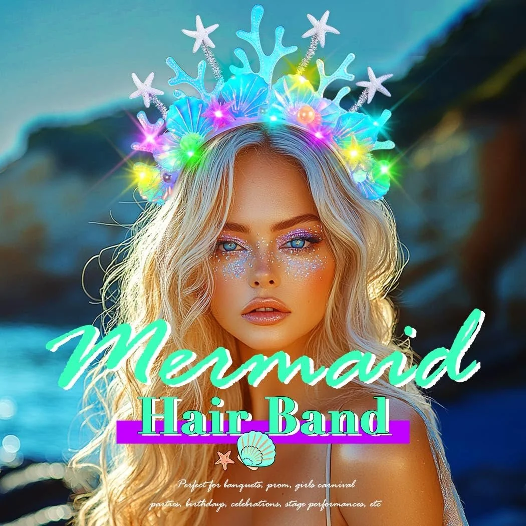 LED Обруч для волосся у формі мушлі, світиться, фото №5