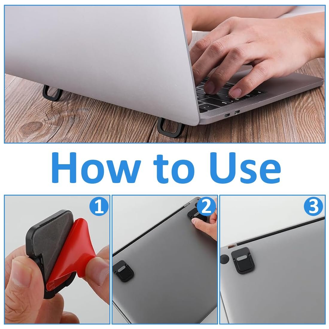 Подставка для ноутбука Мини (2 шт.) Портативная подставка для клавиатуры для стола Складная невидимая подставка для ноутбука Самоклеящаяся подставка для компьютера для всех ноутбуков, фото №4