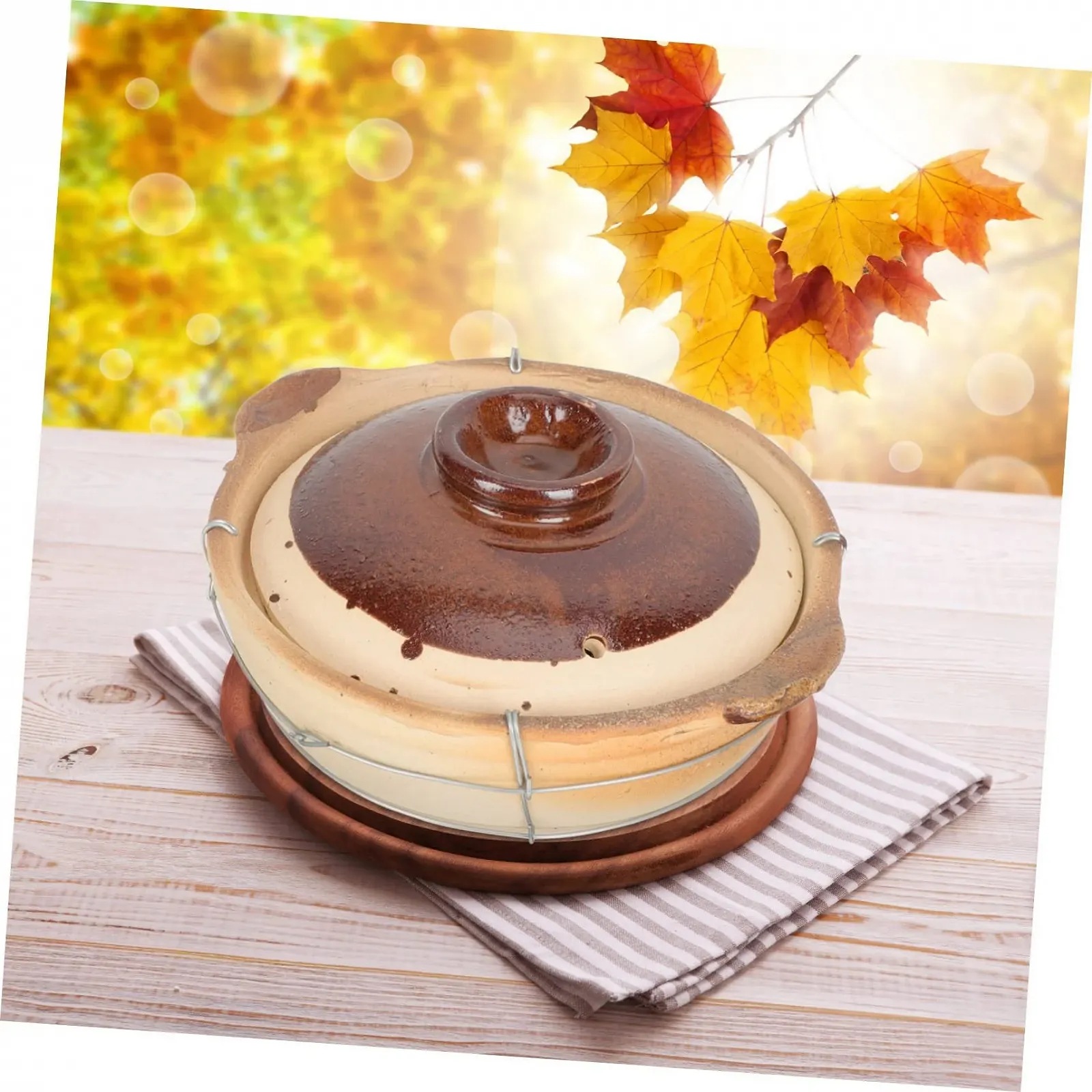 Горшок для тушения Happyyami керамический термостойкий с ручкой, фото №6