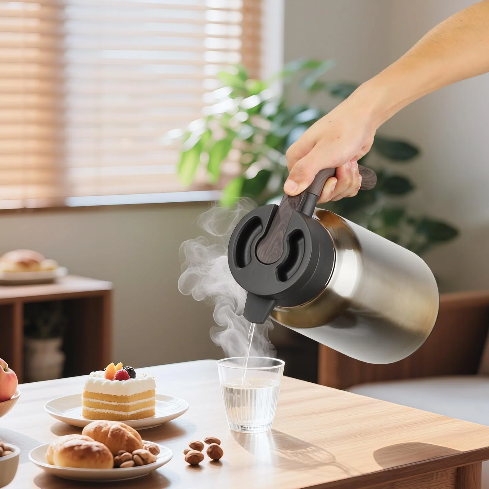 Термос-кавник 2 Л, Ізольований з швидким закриттям натисканням, фото №5