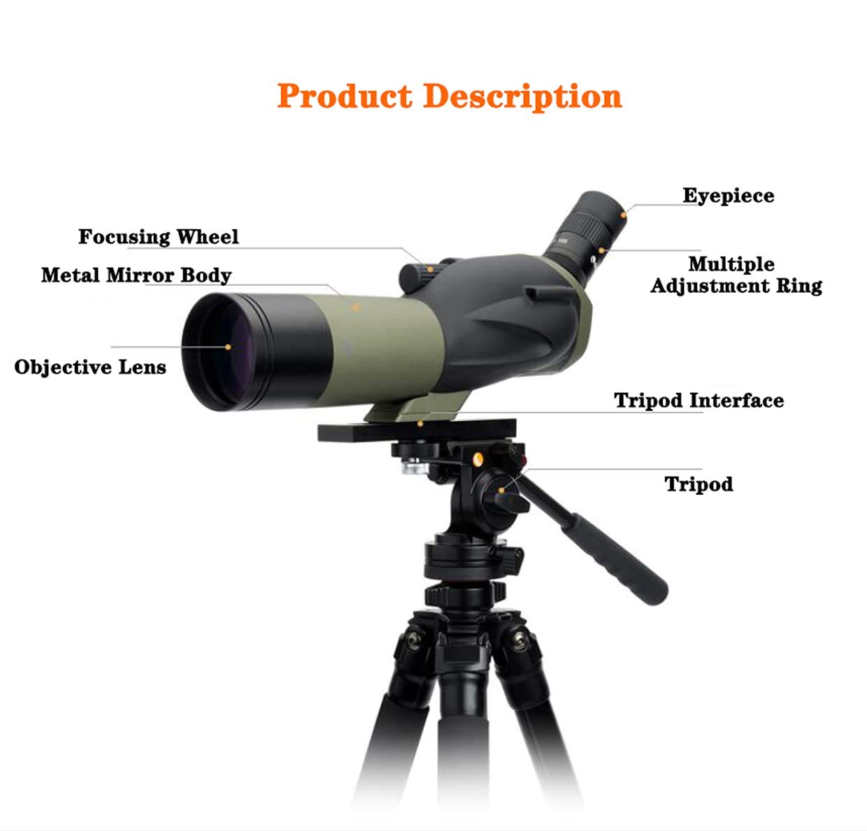 Телескопический монокуляр Spacmirrors 22-66x100 Super Telephoto Zoom Bak4 Призма Водонепроницаемый с треногой для мобильного телефона, фото №6