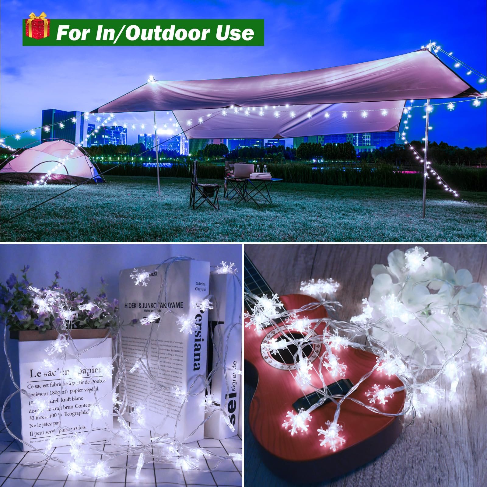 Гирлянда Cshare LED Fairy Lights Снежинка 6 м 40 LED Холодный Белый, фото №6