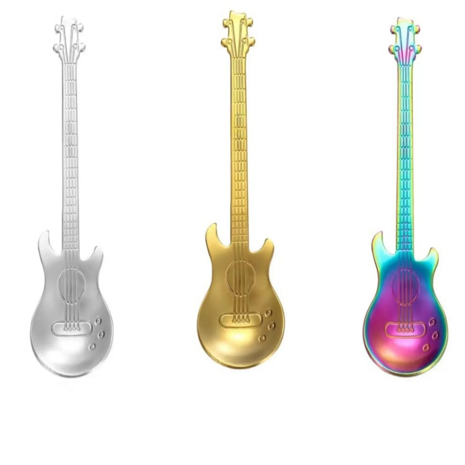Ложка Тип Гітара Набір 3 шт. Різнокольорова Нержавіюча сталь, фото №1
