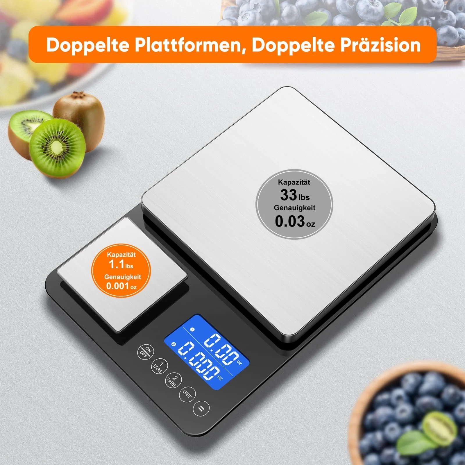 Кухонні ваги BRICH Цифрові з подвійною платформою 15 kg / 1 g та 500 g / 0.01 g, фото №5 Кухонні ваги BRICH Цифрові з подвійною платформою 15 kg / 1 g та 500 g / 0.01 g, фото №5