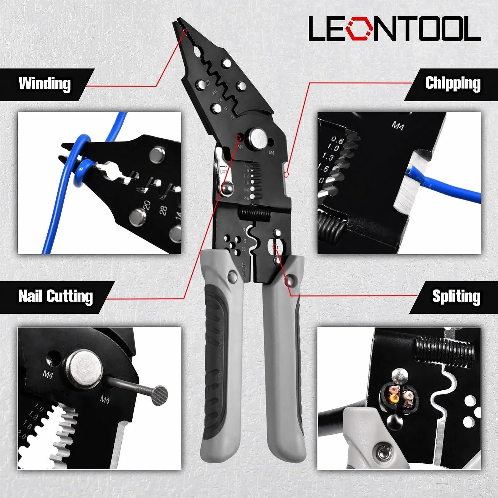Многофункциональный стриппер и кримпер 8-в-1 набор 2 шт (прямой и изогнутый) 10-26AWG, фото №4