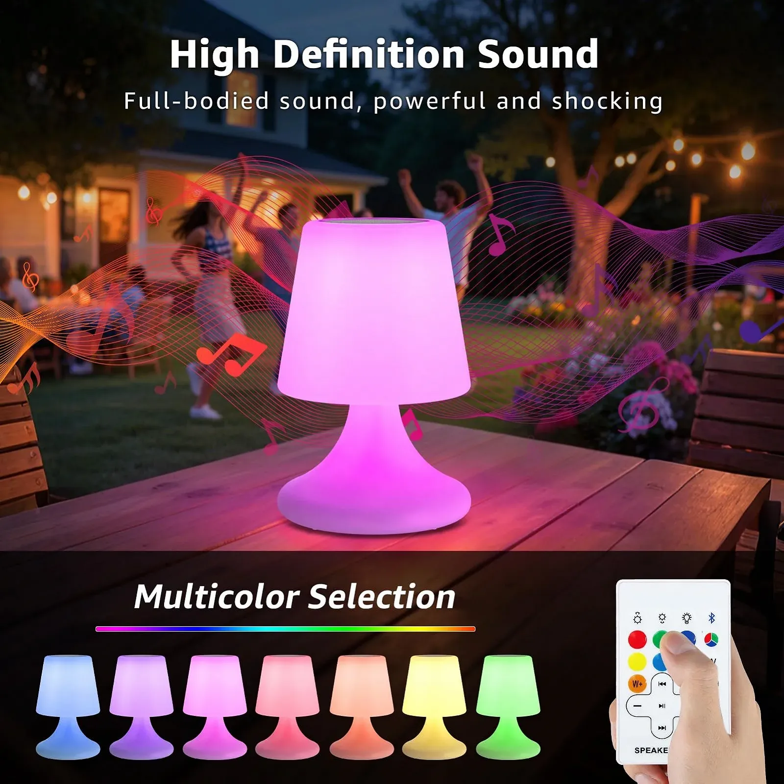 Настольная лампа MALUX с динамиком LED аккумуляторная беспроводная водонепроницаемая 2 шт., фото №3