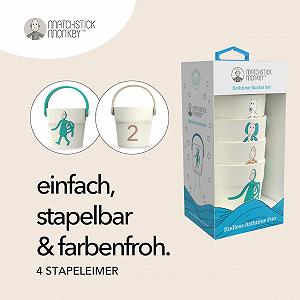 Ведерки для ванной Matchstick Monkey Badezeit игрушка для ванной 4 игровых ведра с мотивами животных и цифрами synthetic.ua - Фото 1