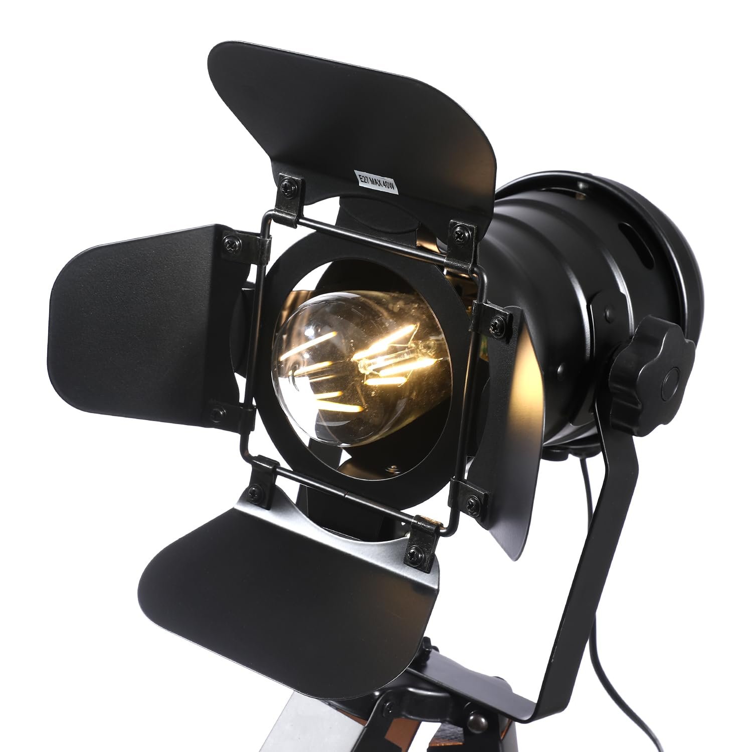 Настільна лампа Industrial Metal Wood Tripod 65 x 32 см Чорний, фото №9