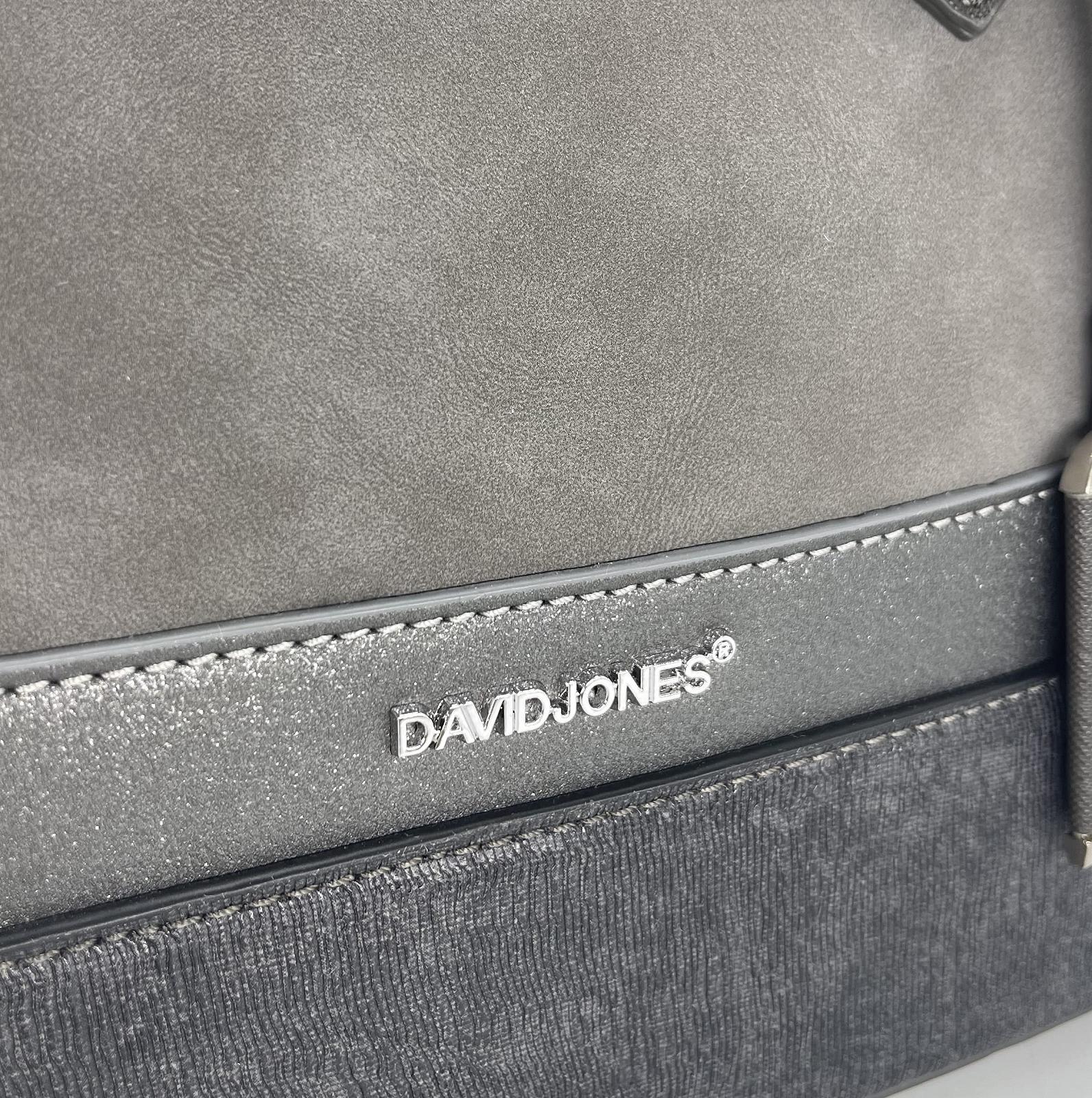 Сумка з верхньою ручкою David Jones Bugatti Polochon Duffle, багатокольорова смугаста, нубук, гліттер, жорстка штучна шкіра, сіро-бежева, фото №4