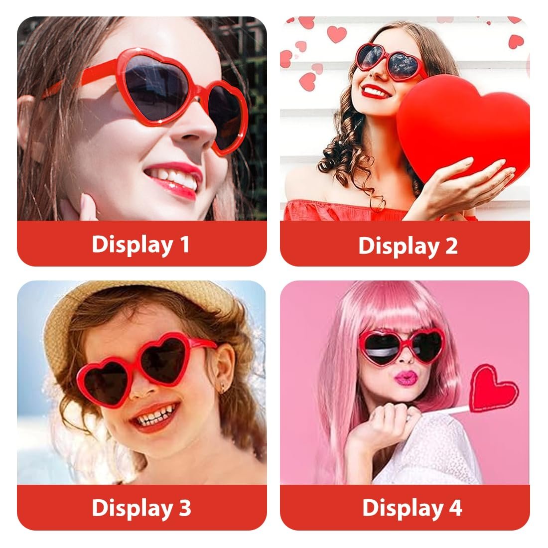 Сонцезахисні окуляри Червоні у формі серця для жінок, фото №6