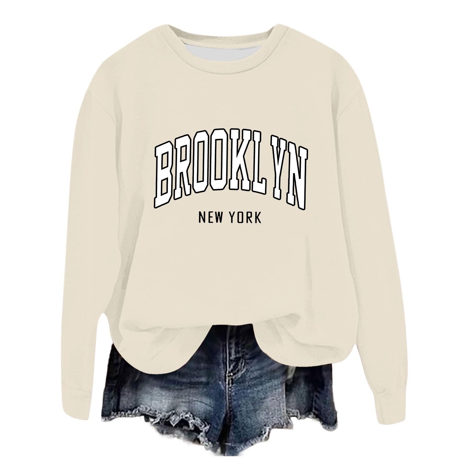 Свитшот Generisch Brooklyn Женский oversize пуловер Y2K Модный Свитер с длинными рукавами с буквами Свободная повседневная рубашка Подростковые Топы для девочек Спортивная блузка Топы, фото №2