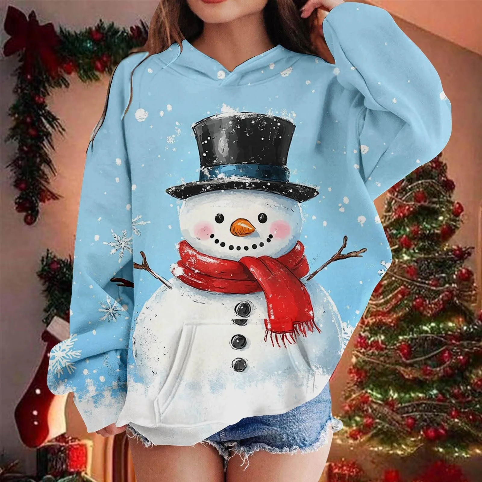 Рождественский свитшот Детские худи для девочек Графический принт Буквенный принт Пуловеры Топы с длинными рукавами Повседневный мягкий пуловер, фото №3