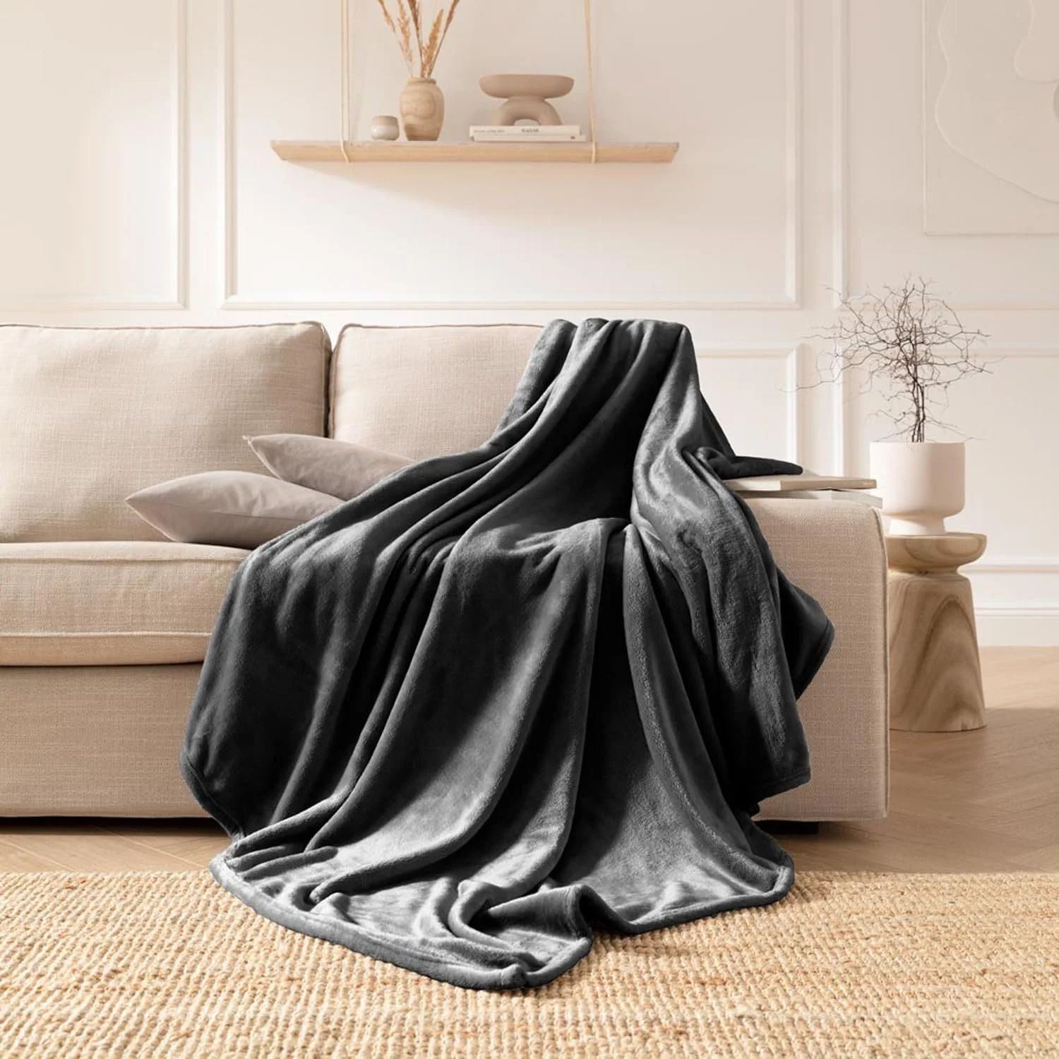 Покривало ESTELLA Polar Fleece Anthracite Пухнаста Мікрофібра Фланель 150 x 200 см, фото №5