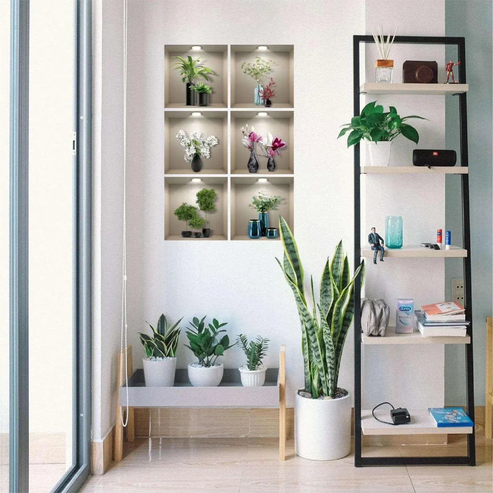 Наклейки на стіну 3D-ефект Ваза Квіти Зелені рослини Бонсай (6 шт.) Зелений, фото №5 Наклейки на стіну 3D-ефект Ваза Квіти Зелені рослини Бонсай (6 шт.) Зелений, фото №5