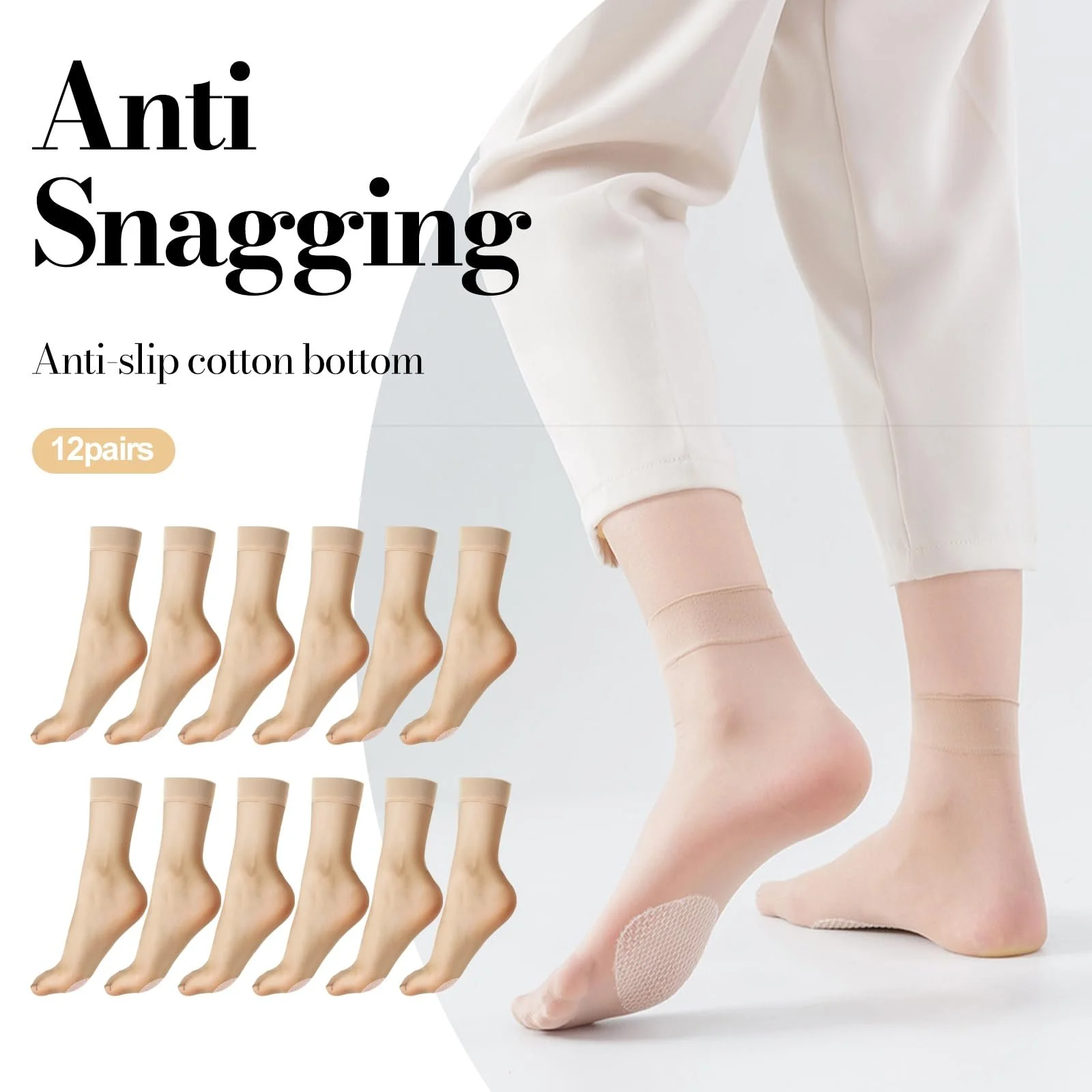 12 пар прозорих жіночих нейлонових тонких шкарпеток, фото №2 12 пар прозорих жіночих нейлонових тонких шкарпеток, фото №2