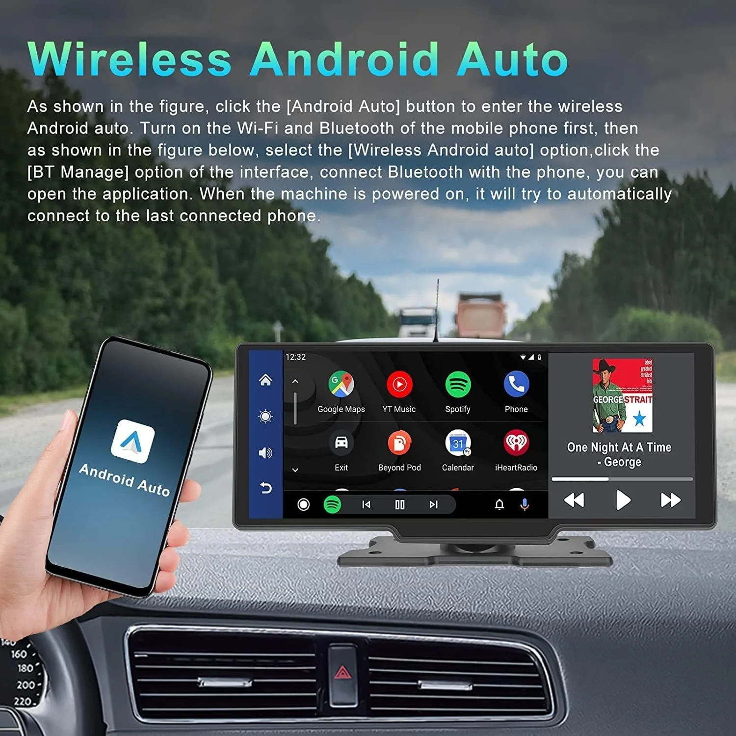 Автомагнітола CAMECHO A3247 / 10.26" / Сенсорна / Apple CarPlay / Android Auto / Bluetooth / WI-FI / FM / USB / AUX / TF slot, фото №5