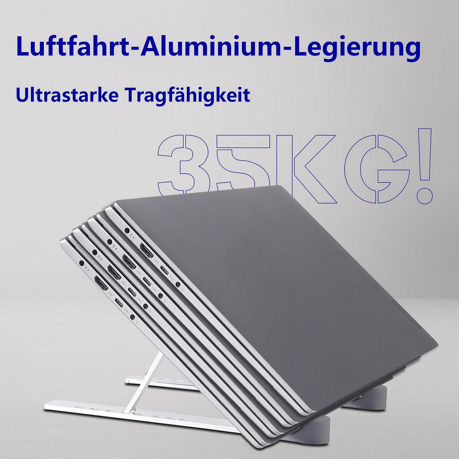 Підставка для ноутбука POWERSUP Регульована алюмінієва складна 10-16 дюймів Сріблястий-06, фото №1