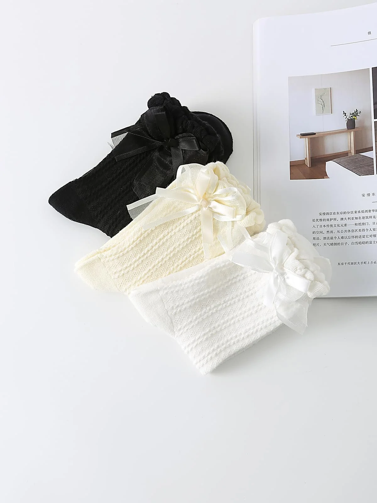 Шкарпетки Yawlsow з оборками, 3 пари, жіночі, фото №2