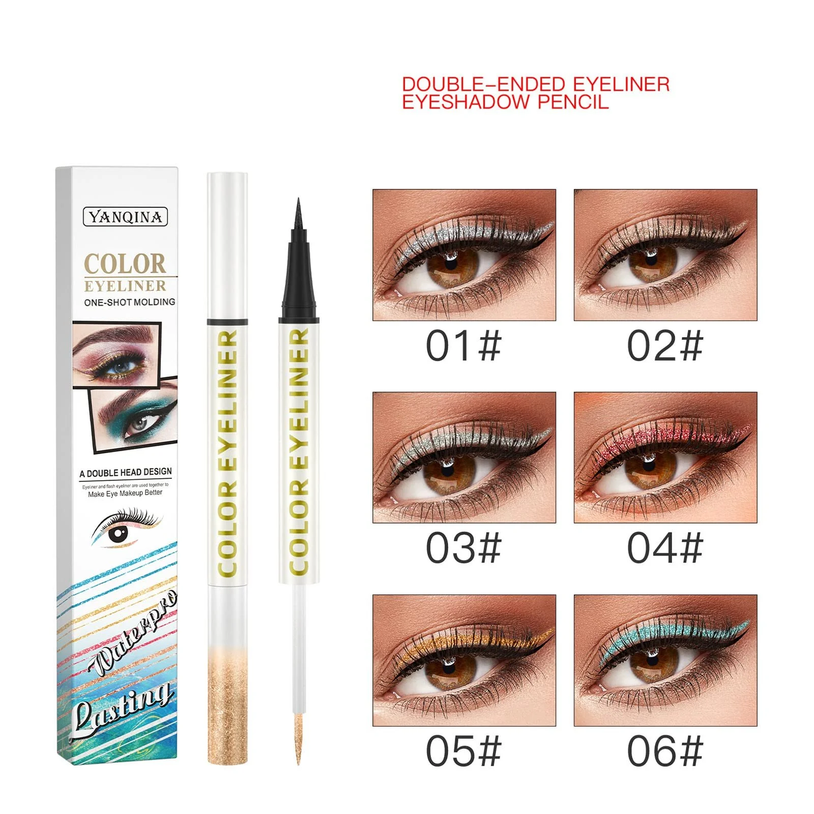 Жидкая Подводка 2в1 для макияжа глаз, блестящая, фото №3