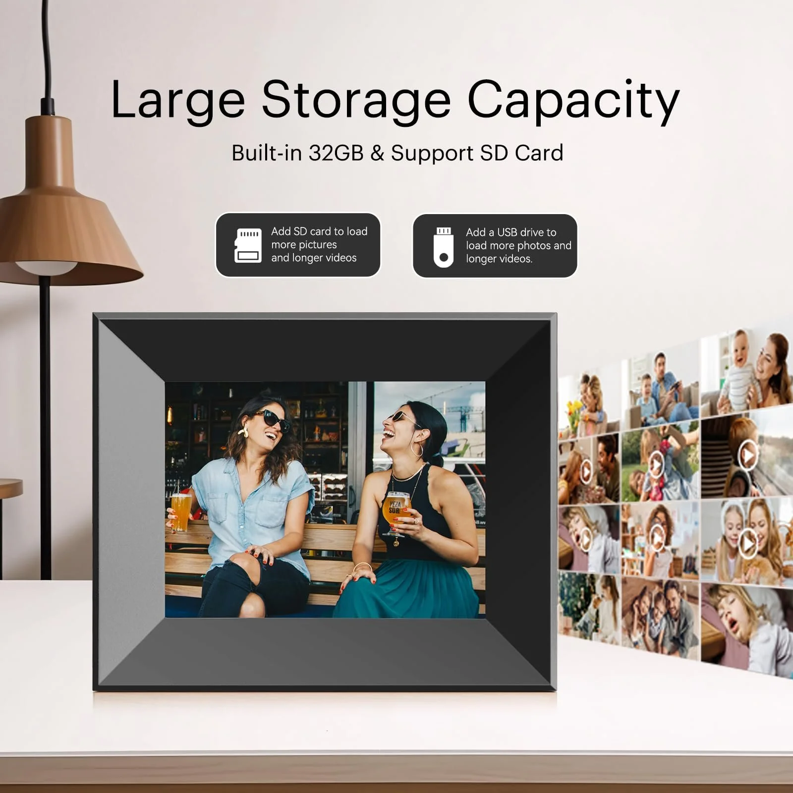 Цифровая фоторамка BWJBSW 8 дюймов HD IPS WiFi 16 GB Wooden, фото №4