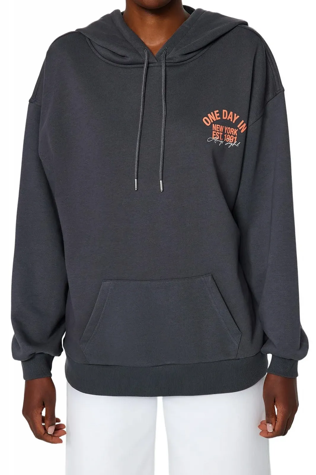 Толстовка TRENDYOL Motto, великий розмір, з довгими рукавами, фото №6