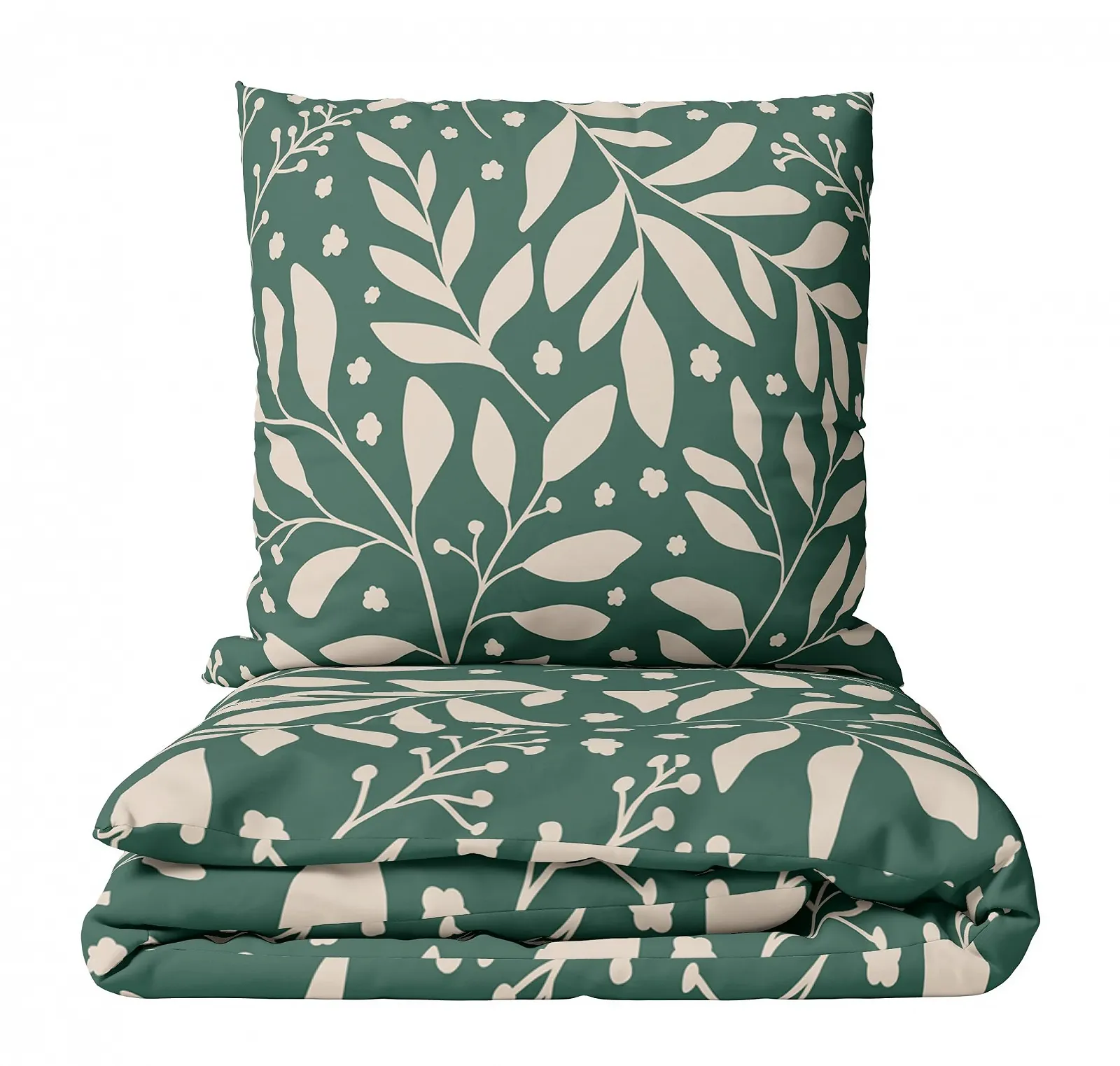 Комплект постільної білизни Leonado Vicenti 135 x 200 см бавовна блискавка YKK квітковий темно-зелений бежевий 4 сезони, фото №1