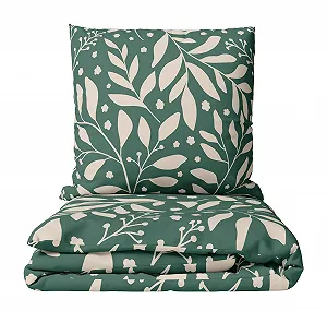 Комплект постільної білизни Leonado Vicenti 135 x 200 см бавовна блискавка YKK квітковий темно-зелений бежевий 4 сезони - Фото 1
