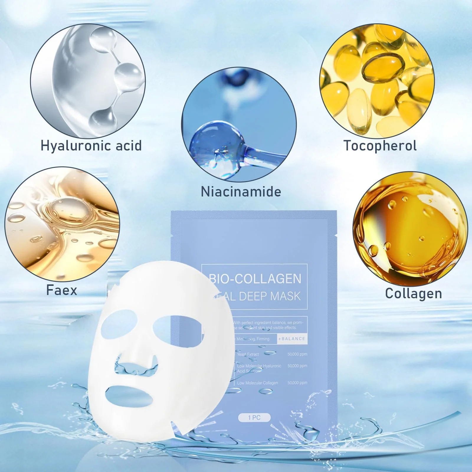 Маска для обличчя Collagen Organic, набір 4 шт, нічна, фото №3 Маска для обличчя Collagen Organic, набір 4 шт, нічна, фото №3