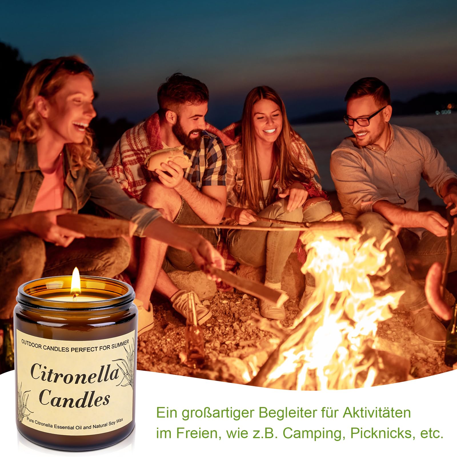 Свеча Nalikosty Citronella Outdoor 2 x 8 унций Натуральная соевая ароматизированная в большой стеклянной банке, фото №7
