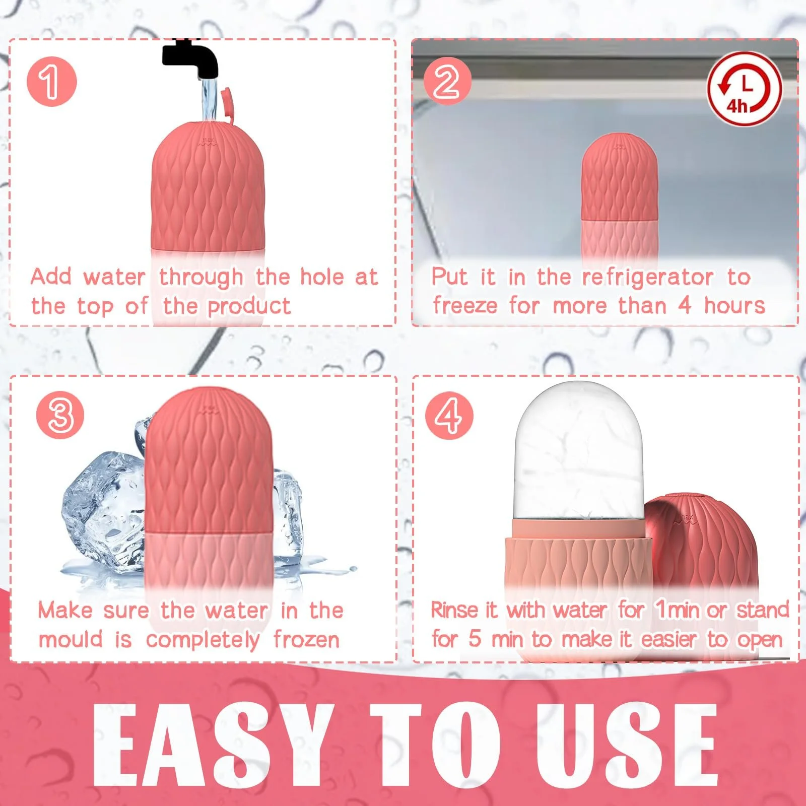 Ролик крижаний WishesMar Ice для обличчя, для очей, шиї, покращує еластичність шкіри, фото №3