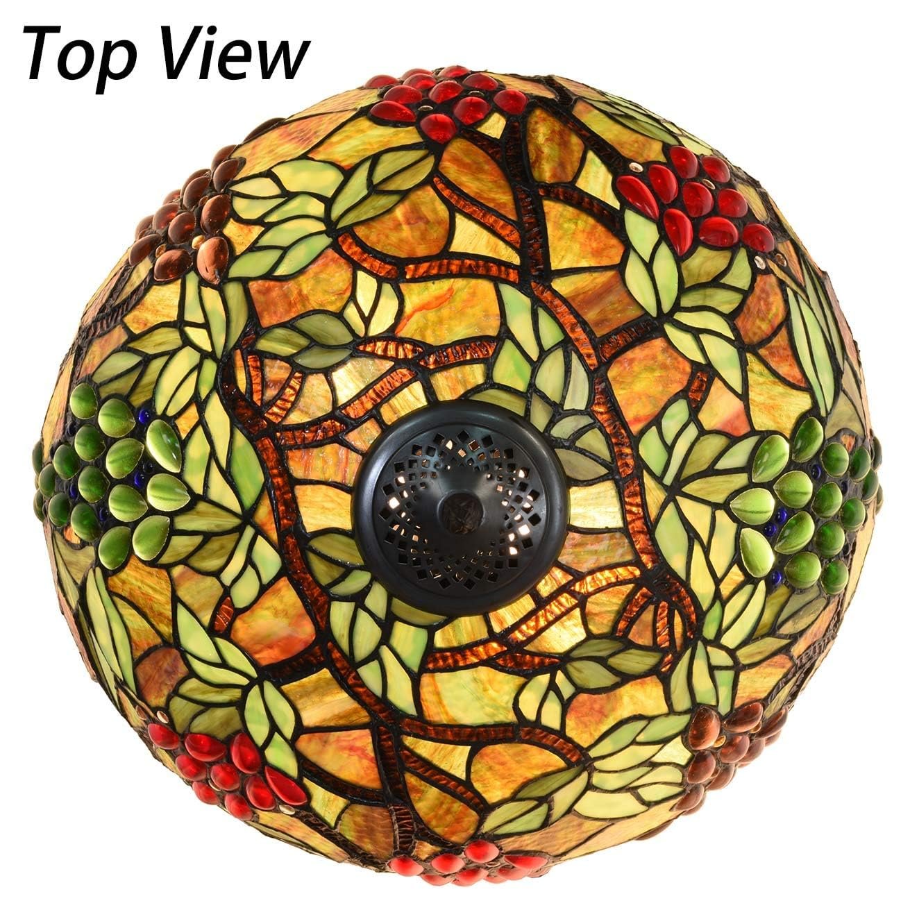 Настільна лампа Bieye Tiffany Style L30765 Виноград Вітражне скло Мозаїчна основа у формі стовбура дерева Висота 24 дюйми, фото №3