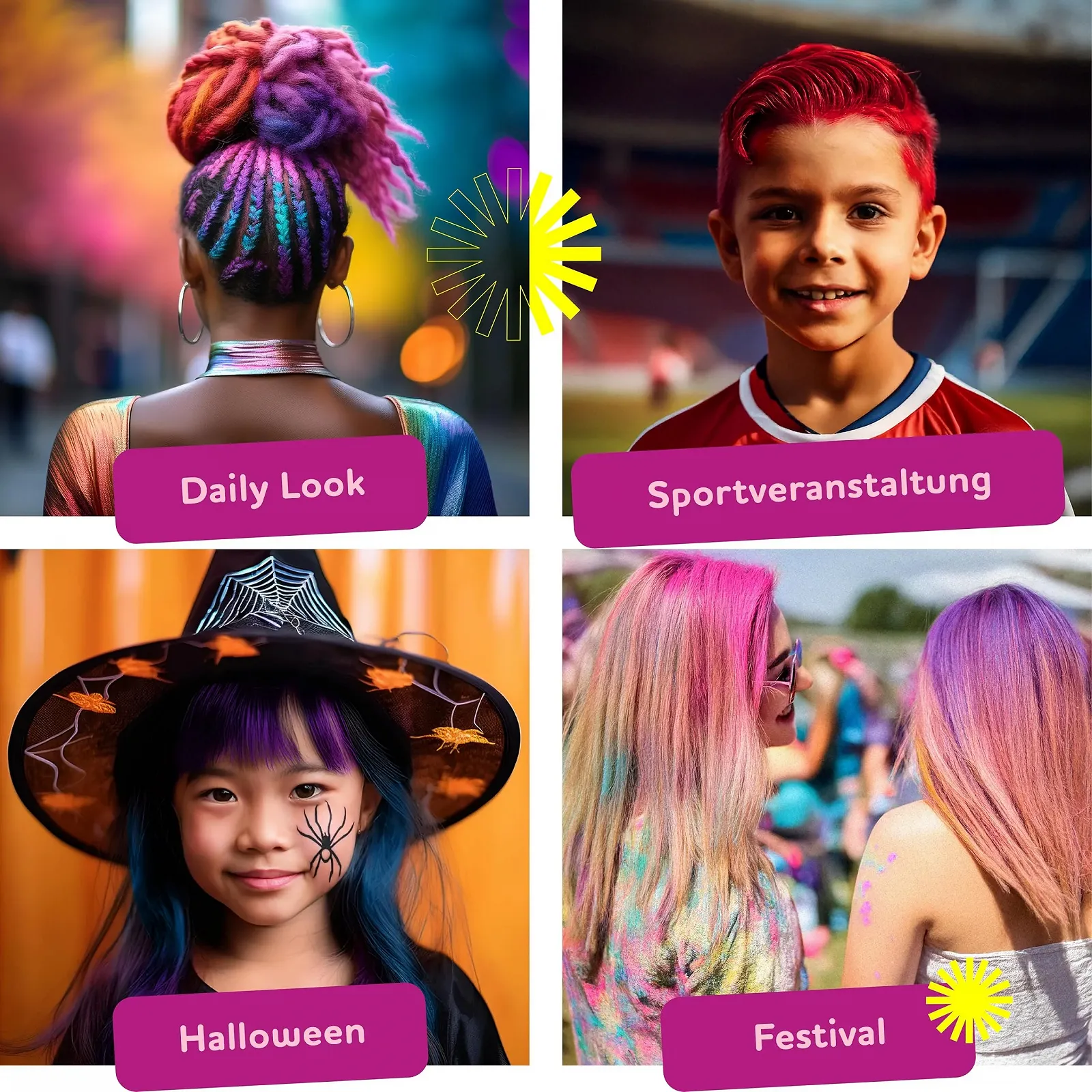 Набір крейди для волосся B&T Vibrant, 12 кольорів, проста у використанні, змивається, тимчасова фарба для волосся, фото №2 Набір крейди для волосся B&T Vibrant, 12 кольорів, проста у використанні, змивається, тимчасова фарба для волосся, фото №2