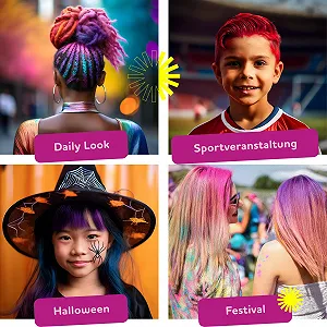 Набір крейди для волосся B&T Vibrant, 12 кольорів, проста у використанні, змивається, тимчасова фарба для волосся synthetic.ua - Фото 1