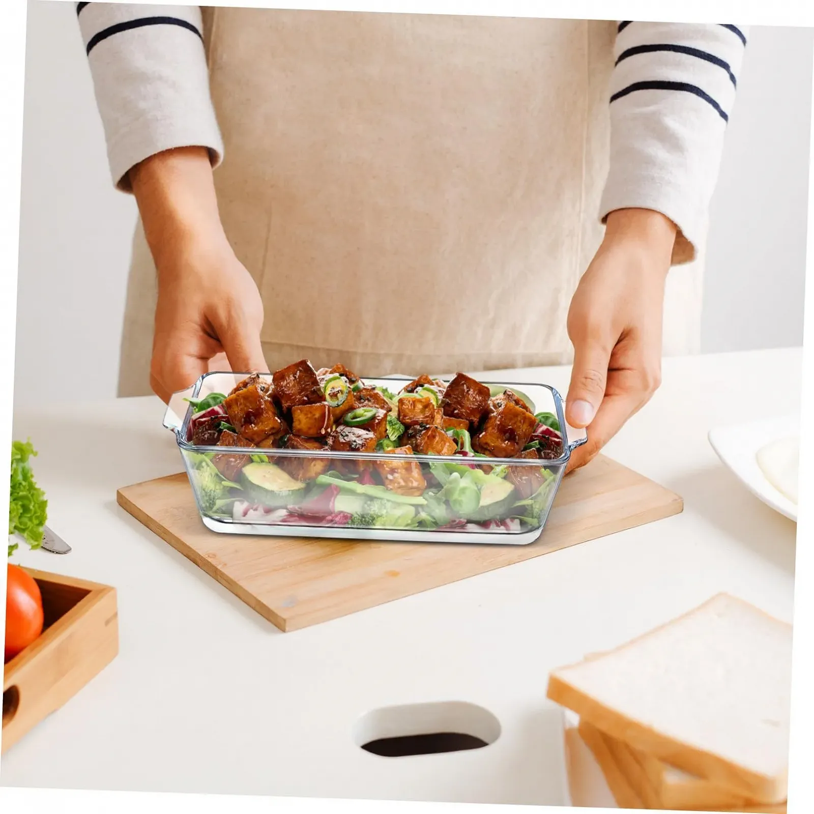 Кастрюля форма для хлеба HEALLILY Термостойкое стекло прозрачная, фото №5