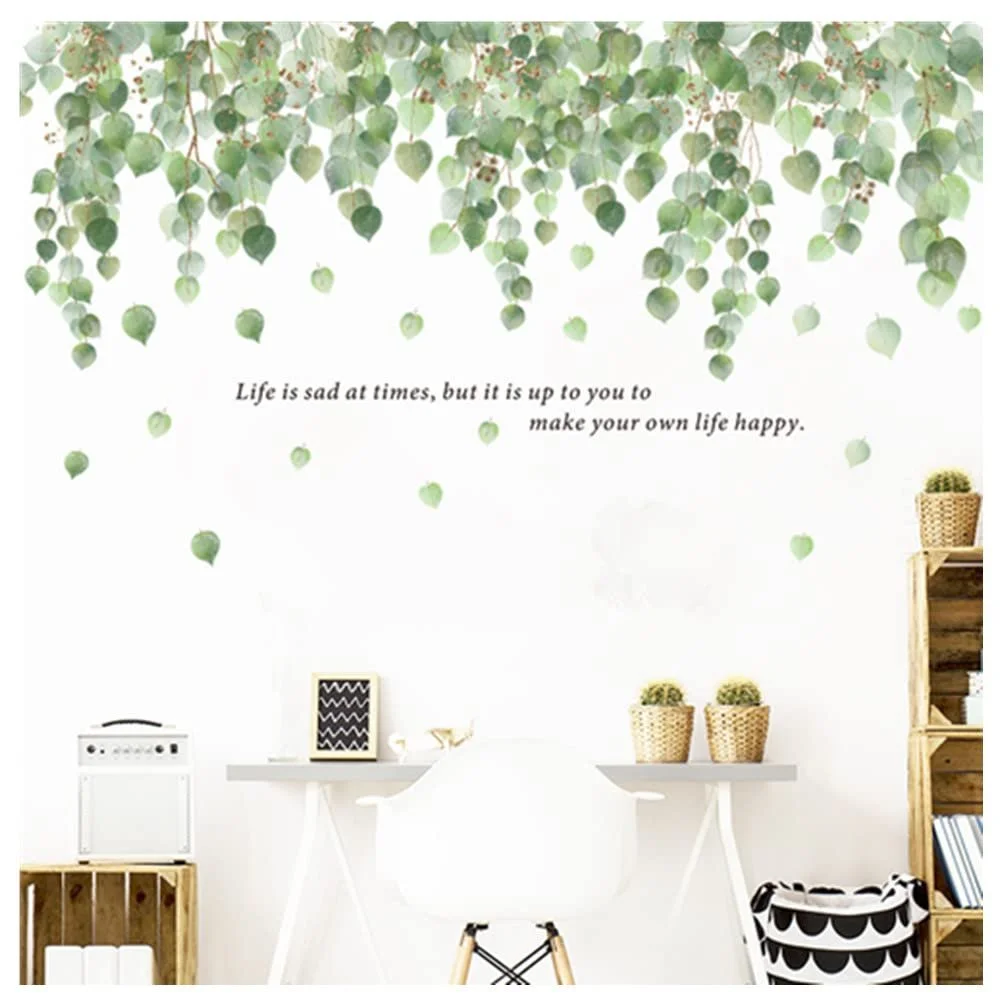 Наклейка на стіну Зелений евкаліпт Ліана Листя Вінілова 2 шт., фото №4