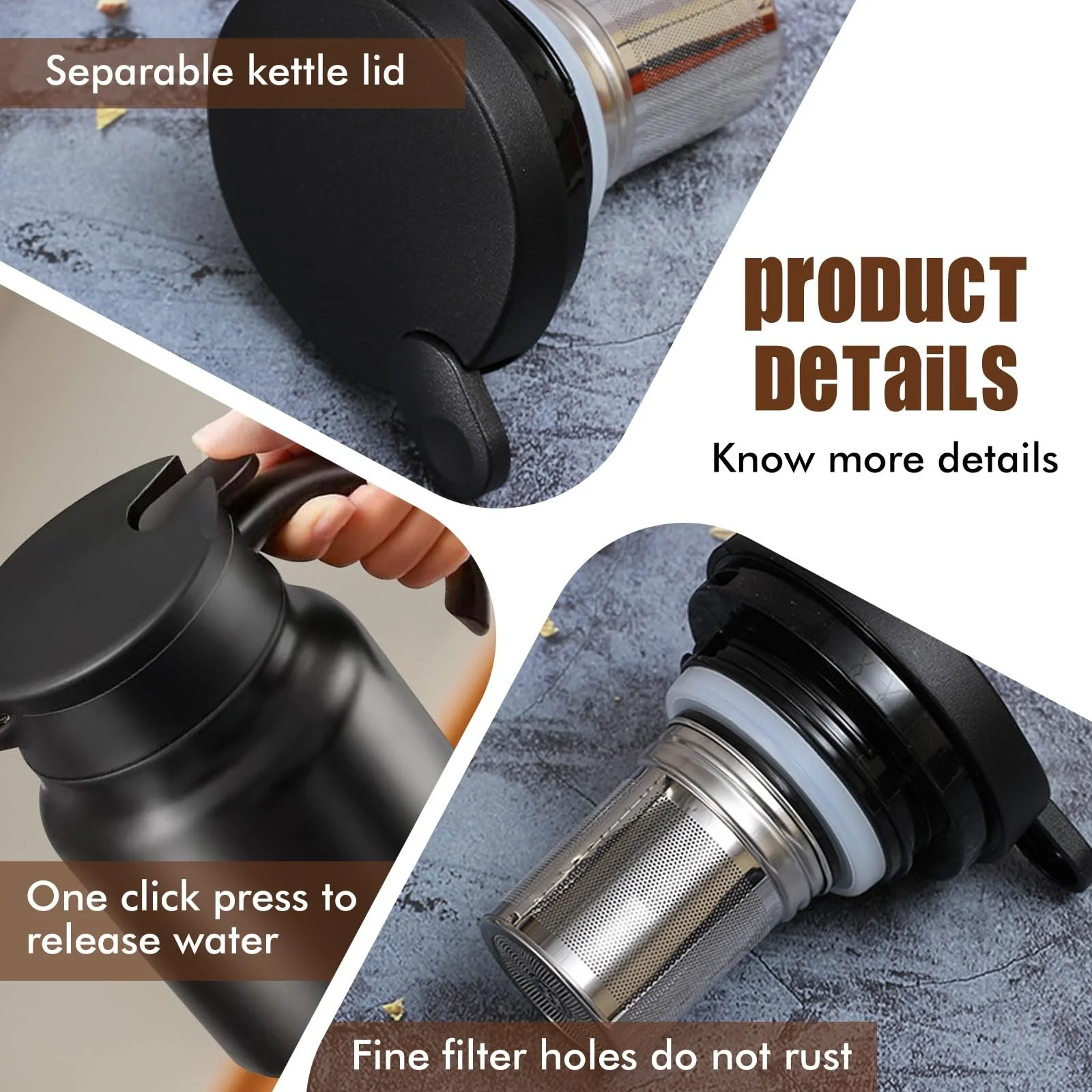 Термос-кавник 1.5 л, Ізольований з нержавіючої сталі 316, фото №4