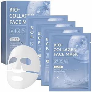 Набор из 4 корейских органических коллагеновых масок для глубокого увлажнения, органическая коллагеновая маска ночная, маска для лица против морщин, лифтинговая и увлажняющая, растворимая коллагеновая листовая маска с гидролизованным коллагеном - Фото 1