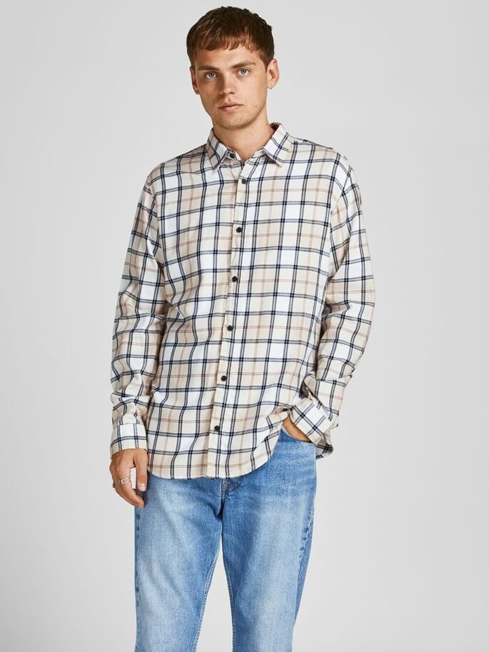 Рубашка Jack&Jones SLIM FIT В клетку Бежевый, фото №1