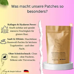 Патчи для лица Smooth & Simple Anti-Wrinkle с гиалуроновой кислотой и коллагеном, 60 шт, абрикосовый цвет synthetic.ua - Фото 1