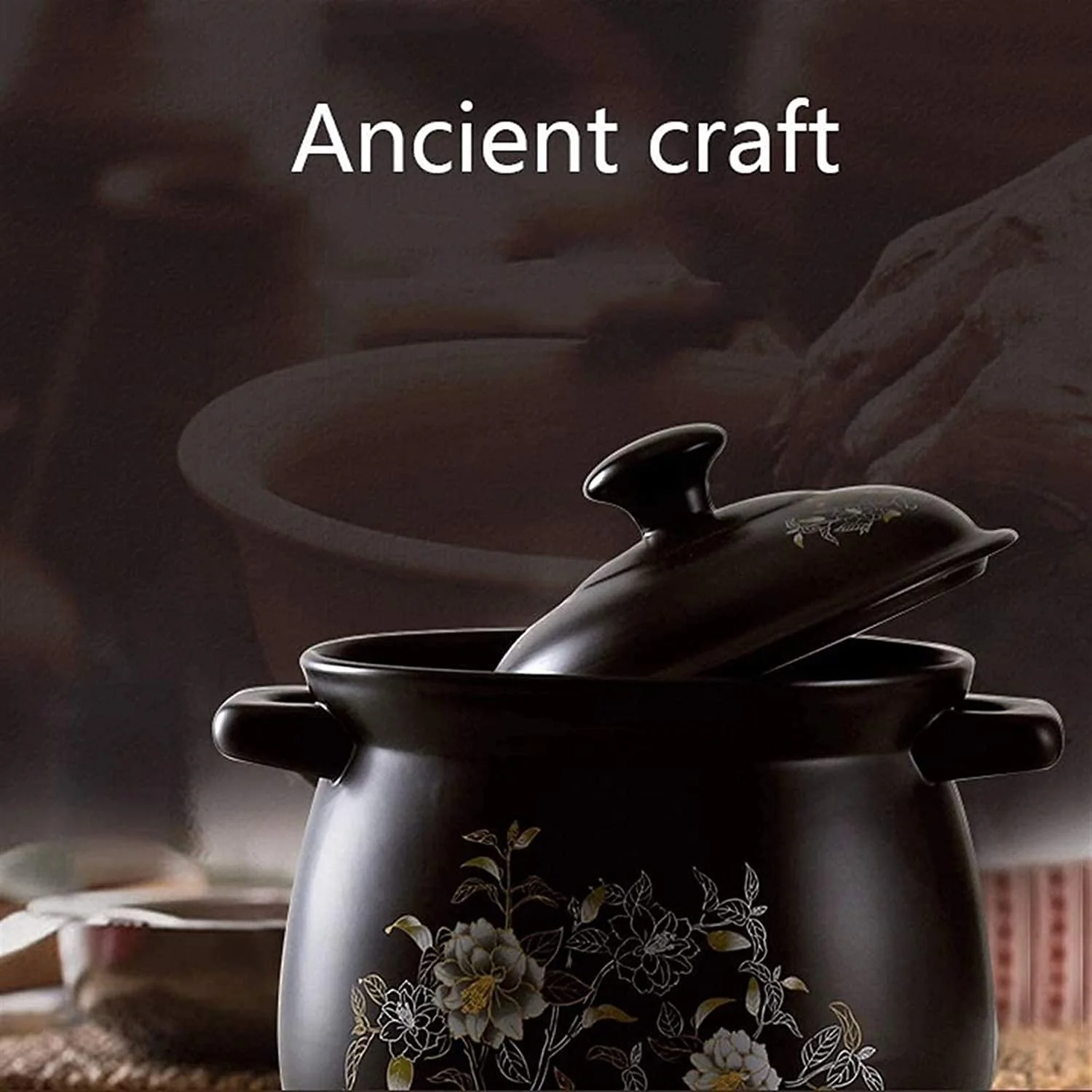 Кастрюля керамическая с крышкой термостойкая большой емкости для тушения, фото №4