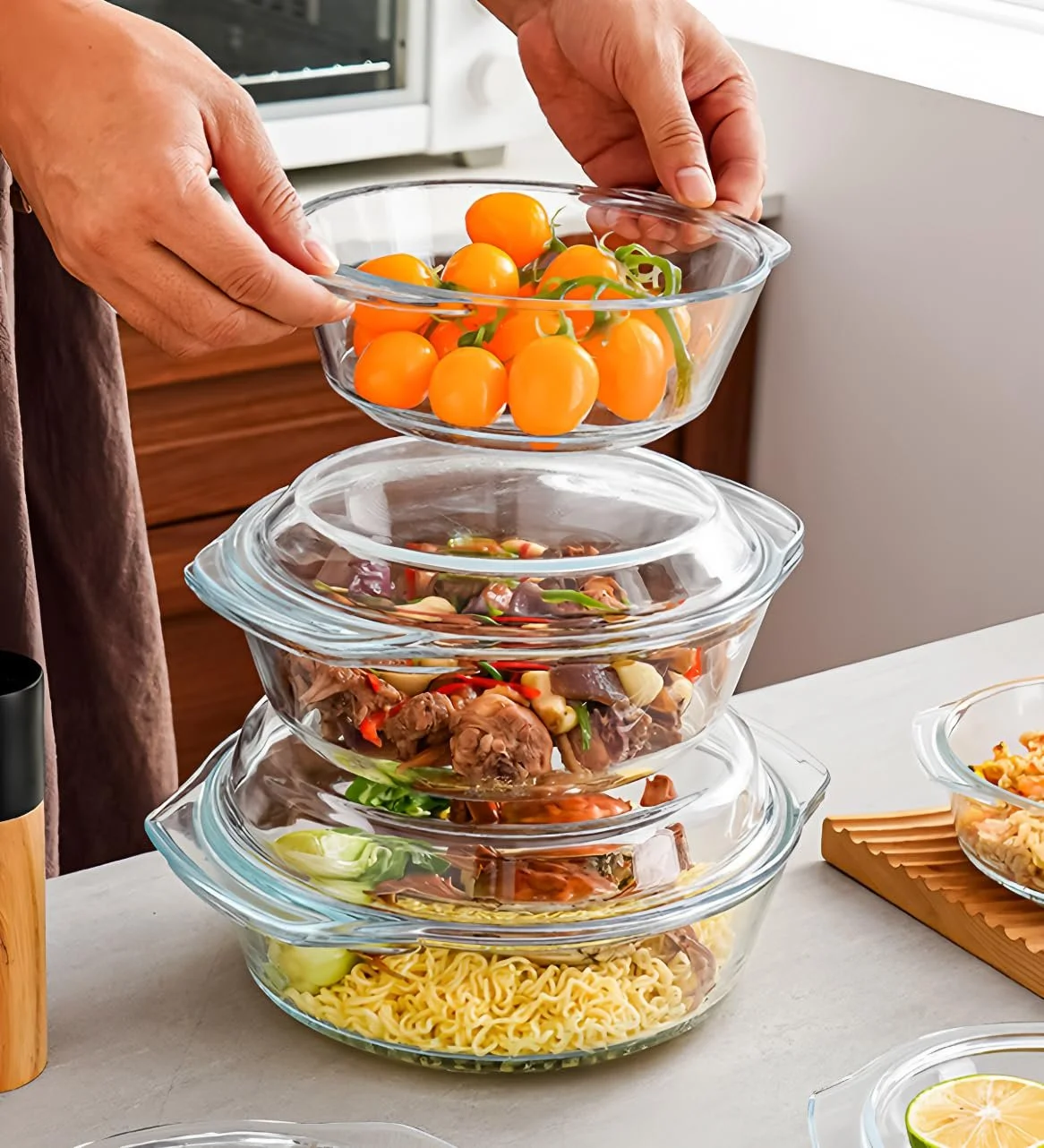 Скляна форма для запікання Кругла з кришкою 23.7 см 1500 мл, фото №6